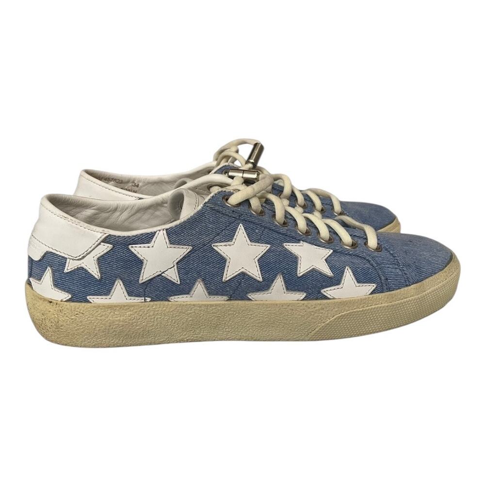 Saint Laurent Denim Star Sneakers Women 34 - Picture 3 of 7